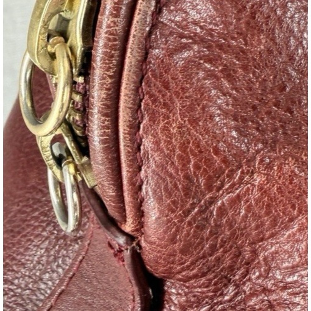 Latico Leathers Burgundy Leather Dome Shoulder Bag Gold Hardware Satchel Red - Picture 12 of 12